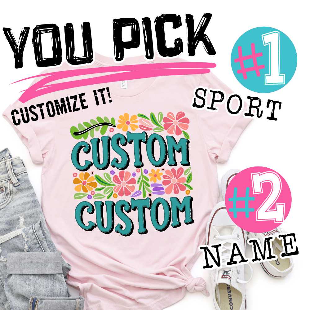*CUSTOM NAME* Double word split Flowers *DTF* Transfer -SEEME