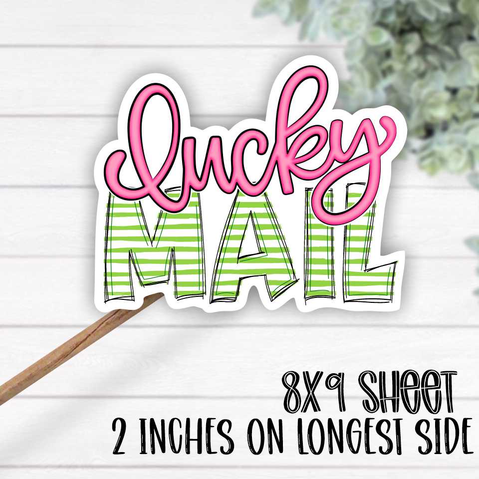 *STICKER SHEET* Lucky mail stripes and script 8x9 sticker sheet
