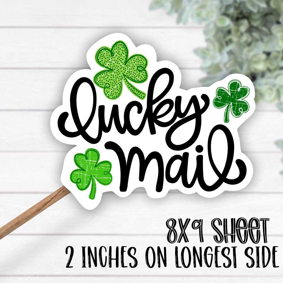 *STICKER SHEET* Lucky mail little clovers 8x9 sticker sheet