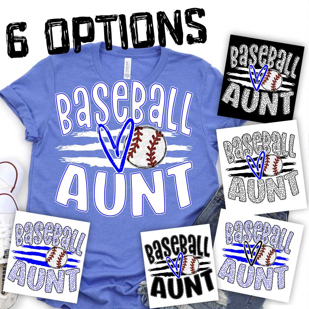 CUSTOM Baseball Aunt ball on stripes *DTF* Transfer