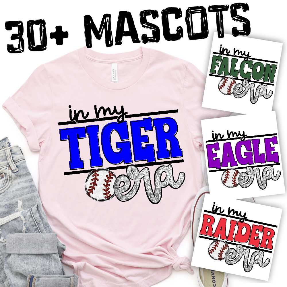 CUSTOM In my MASCOT era BASEBALL stripes BLACK *DTF* Transfer