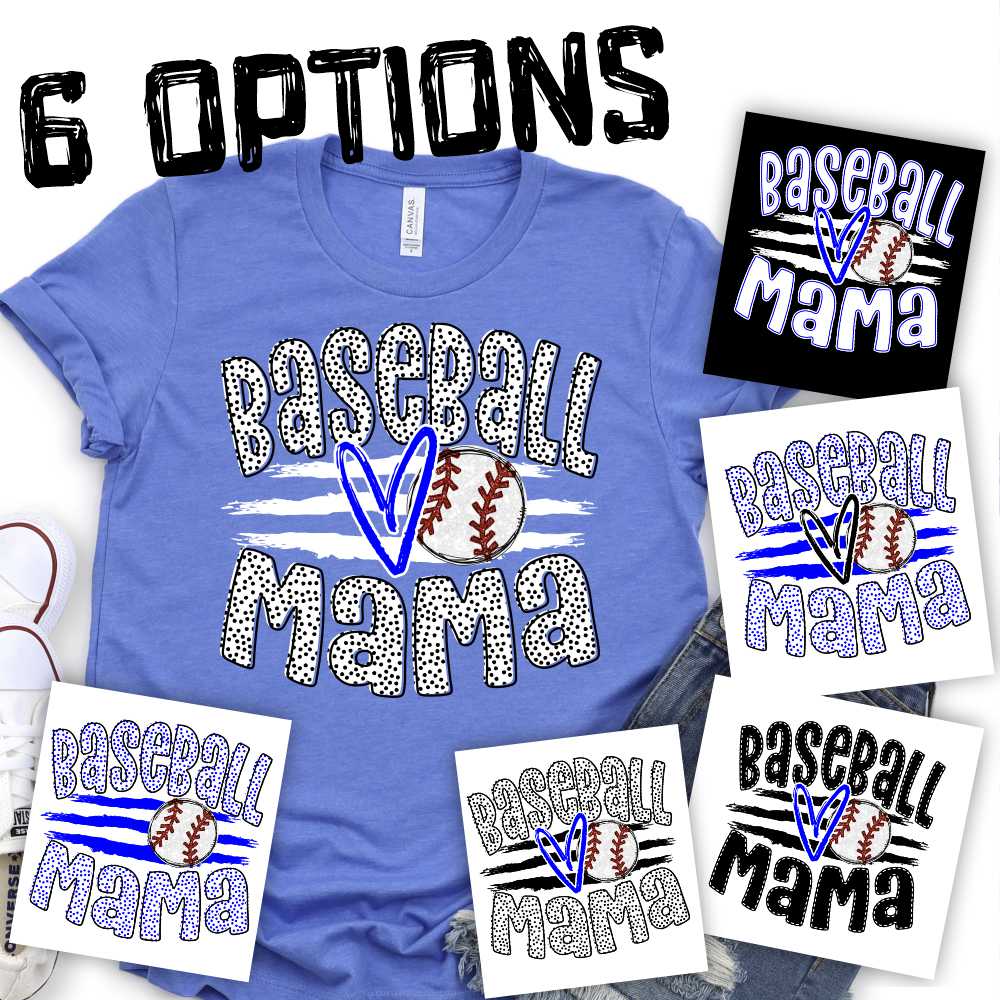 CUSTOM Baseball mama ball on stripes *DTF* Transfer