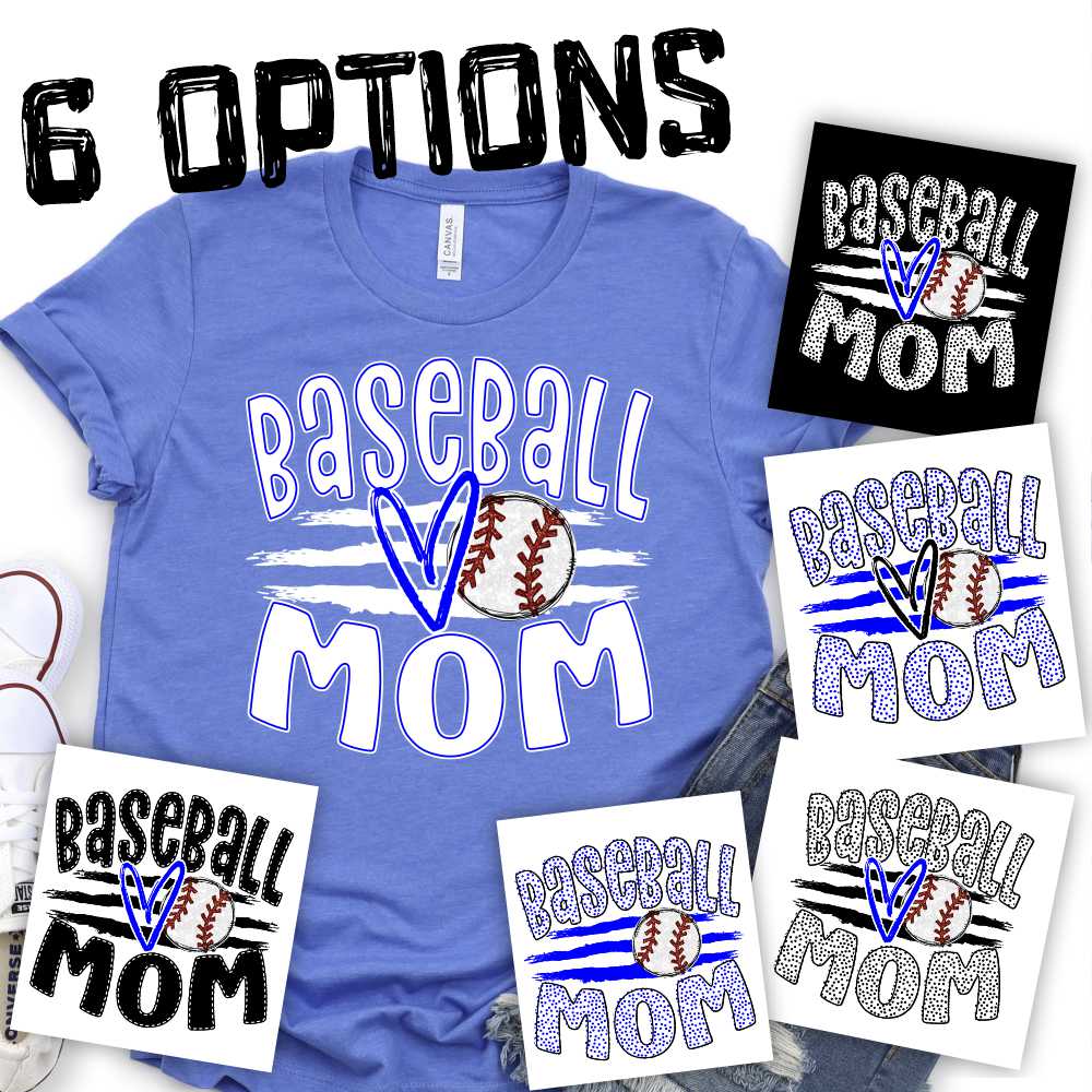 CUSTOM Baseball mom ball on stripes *DTF* Transfer