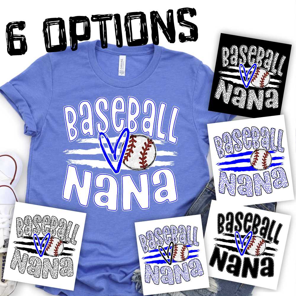 CUSTOM Baseball Nana ball on stripes *DTF* Transfer