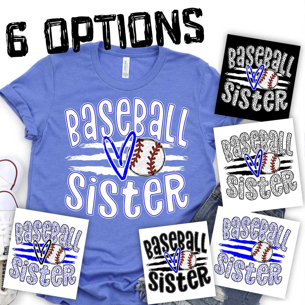 CUSTOM Baseball Sister ball on stripes *DTF* Transfer