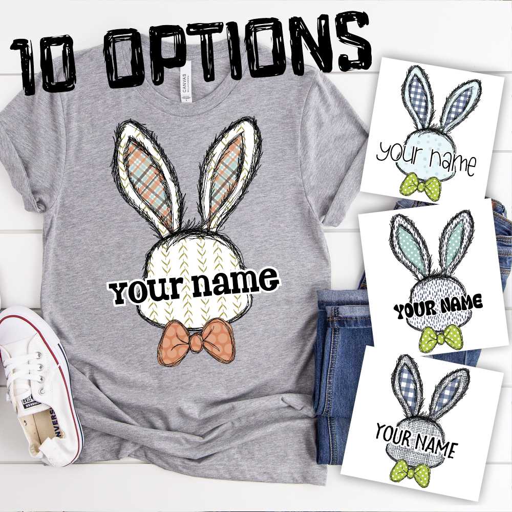 *CUSTOM* Boy Bunny head with bowtie *DTF* Transfer