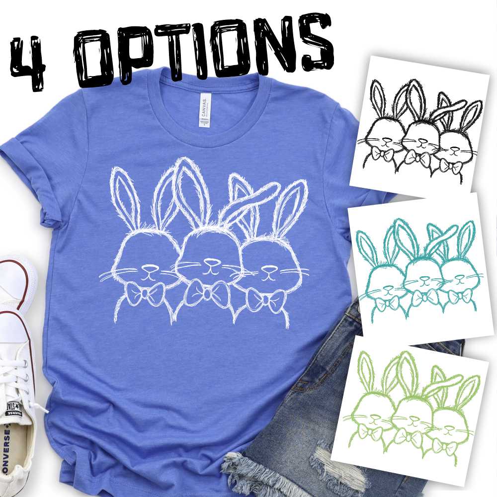 Single color Bunny Trio boys *DTF* Transfer