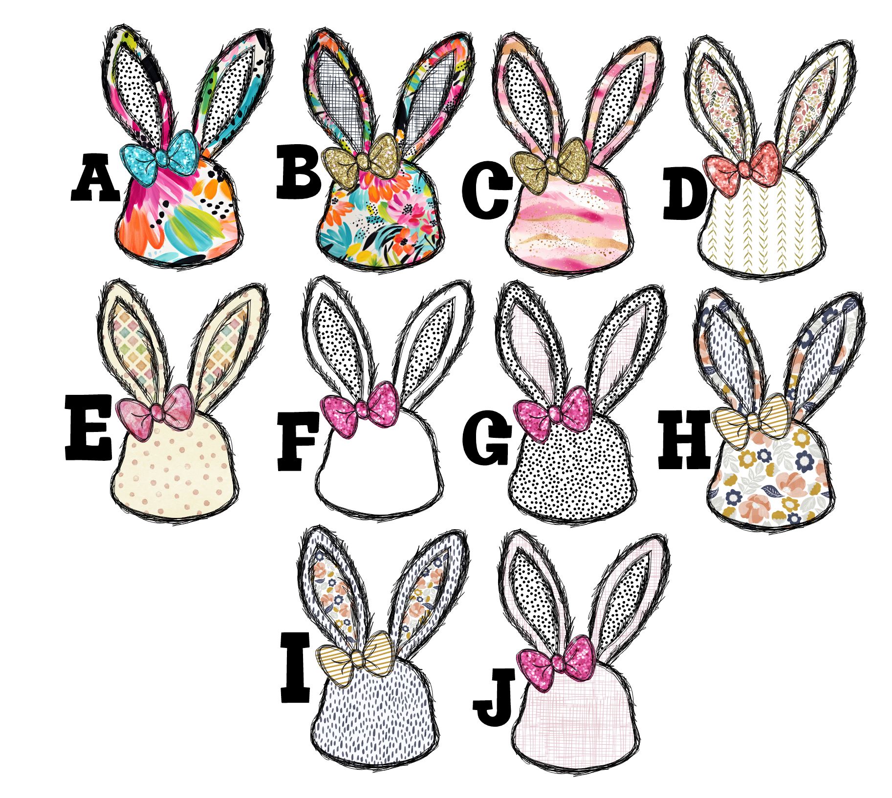 *CUSTOM* Girl Bunny head with bow *DTF* Transfer - Image 12