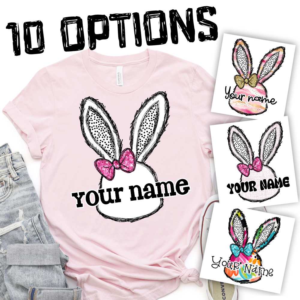 *CUSTOM* Girl Bunny head with bow *DTF* Transfer