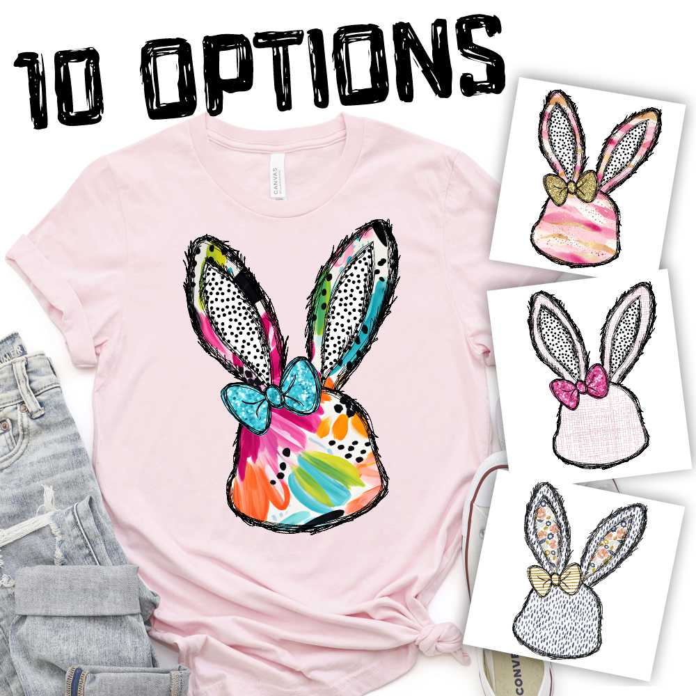 Girl Bunny head with bow *DTF* Transfer