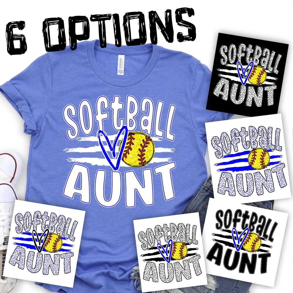 CUSTOM Softball Aunt ball on stripes *DTF* Transfer