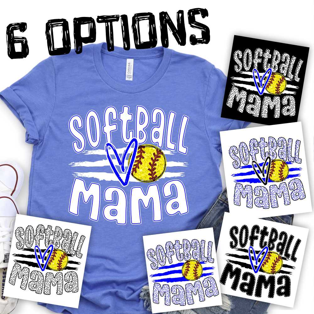 CUSTOM Softball Mama ball on stripes *DTF* Transfer