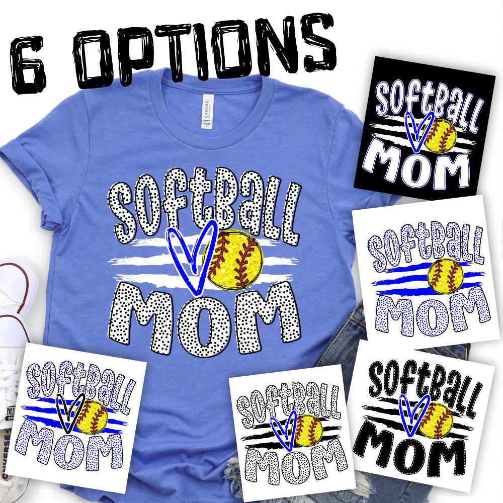 CUSTOM Softball Mom ball on stripes *DTF* Transfer