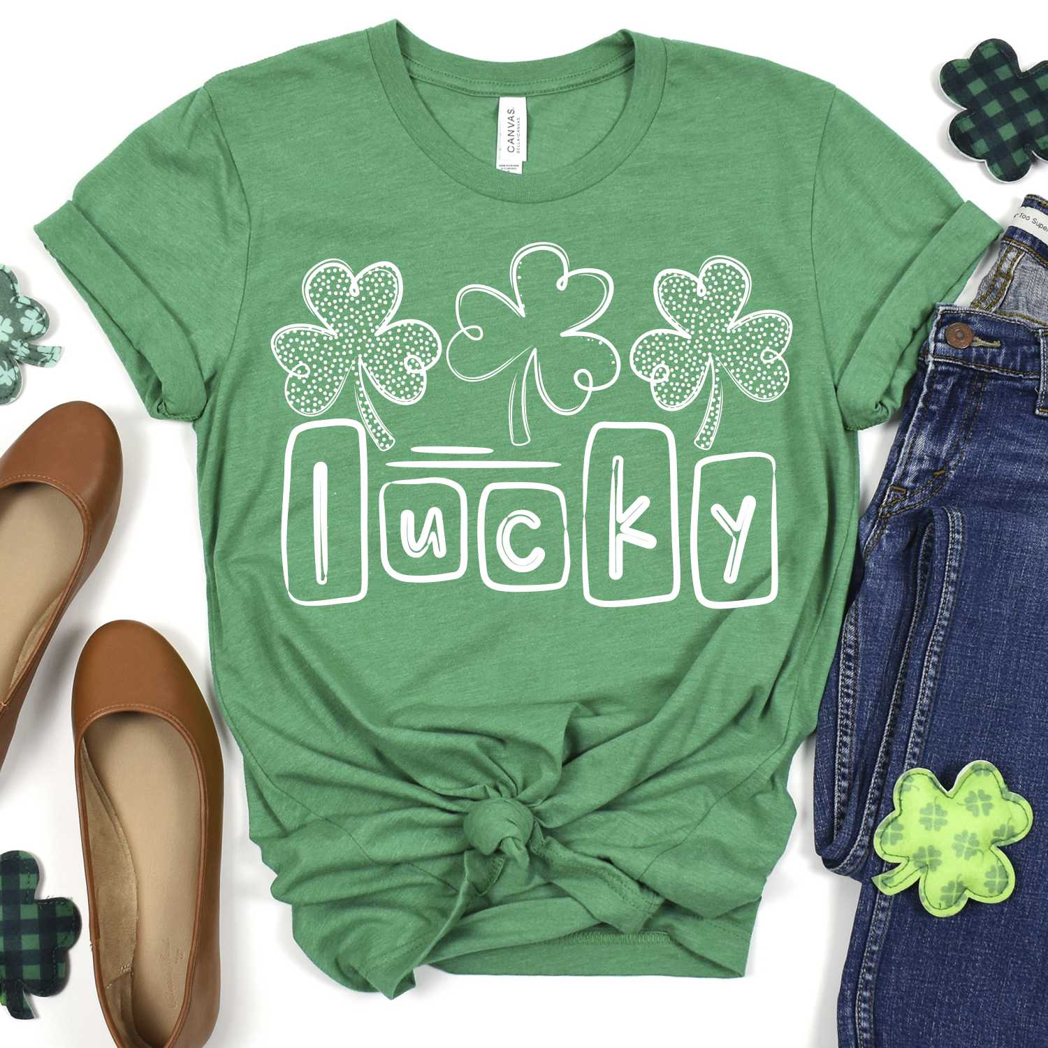 *NEW* Triple shamrock blocks lucky white ADULT screen print ...