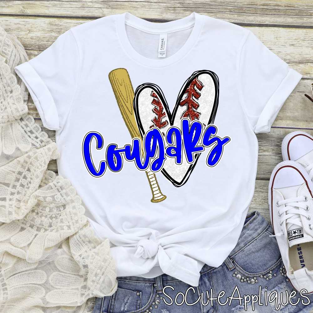 CUSTOM MASCOT Baseball heart shaped ball and bat *DTF* Transfer - Image 6