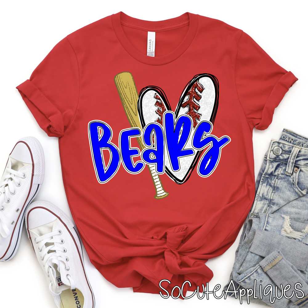 CUSTOM MASCOT Baseball heart shaped ball and bat *DTF* Transfer - Image 4