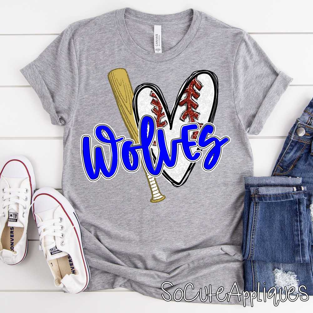 CUSTOM MASCOT Baseball heart shaped ball and bat *DTF* Transfer - Image 3