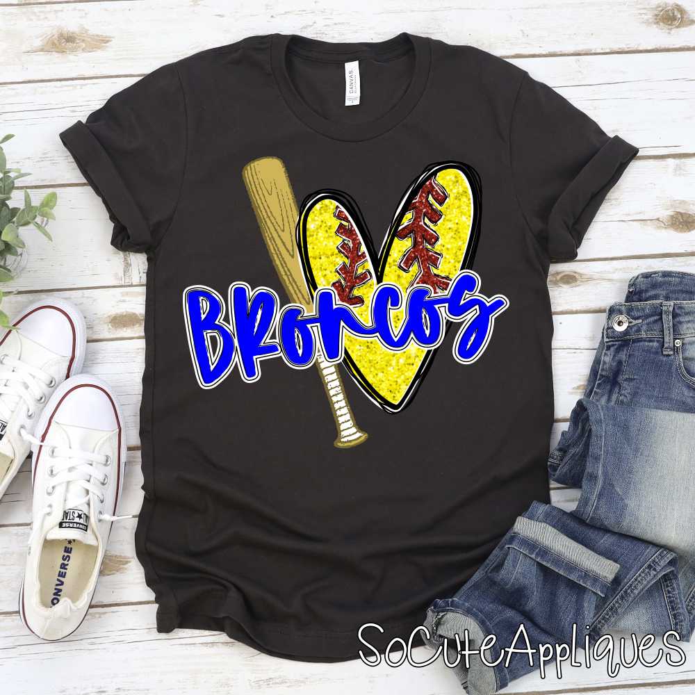 CUSTOM MASCOT Softball heart shaped ball and bat *DTF* Transfer - Image 6
