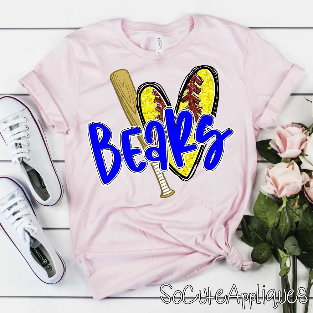 CUSTOM MASCOT Softball heart shaped ball and bat *DTF* Transfer - Image 4