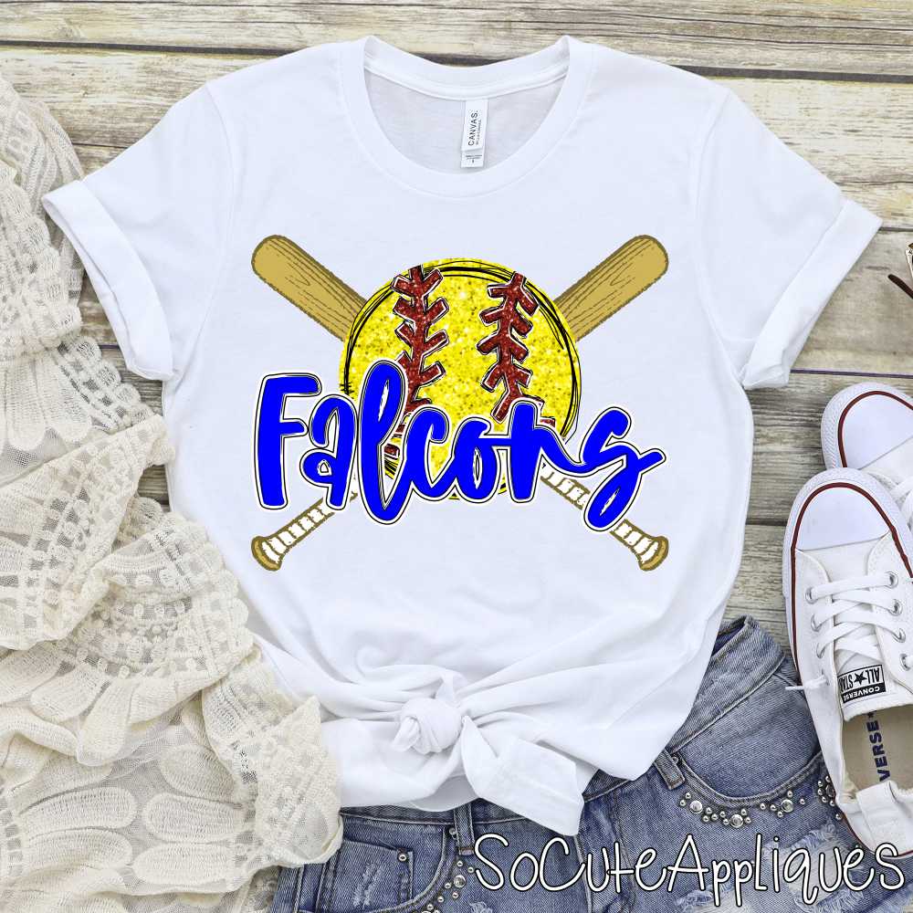 CUSTOM MASCOT Softball crossed bats *DTF* Transfer - Image 2