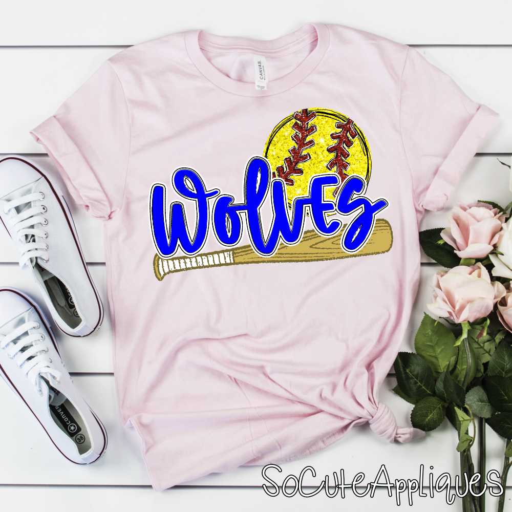 CUSTOM MASCOT Softball with bat and ball *DTF* Transfer - Image 2