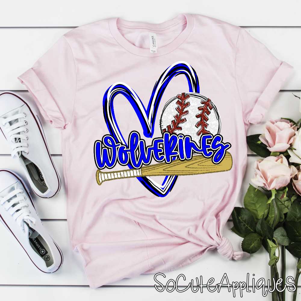 CUSTOM MASCOT Baseball heart with bat and ball *DTF* Transfer - Image 7