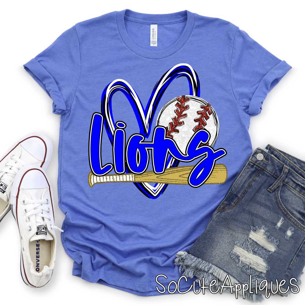 CUSTOM MASCOT Baseball heart with bat and ball *DTF* Transfer - Image 5