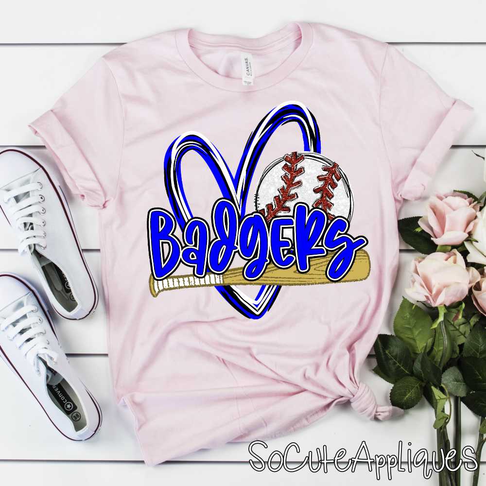 CUSTOM MASCOT Baseball heart with bat and ball *DTF* Transfer - Image 3