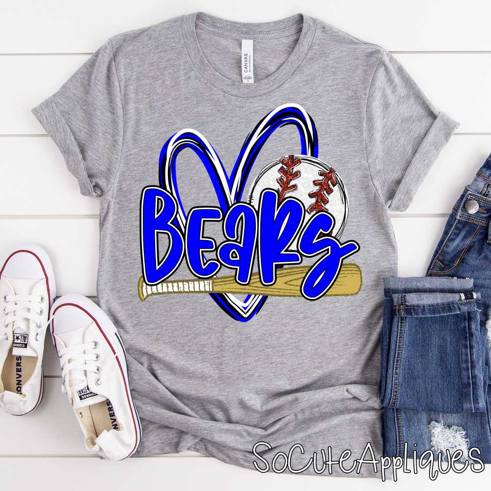 CUSTOM MASCOT Baseball heart with bat and ball *DTF* Transfer - Image 2