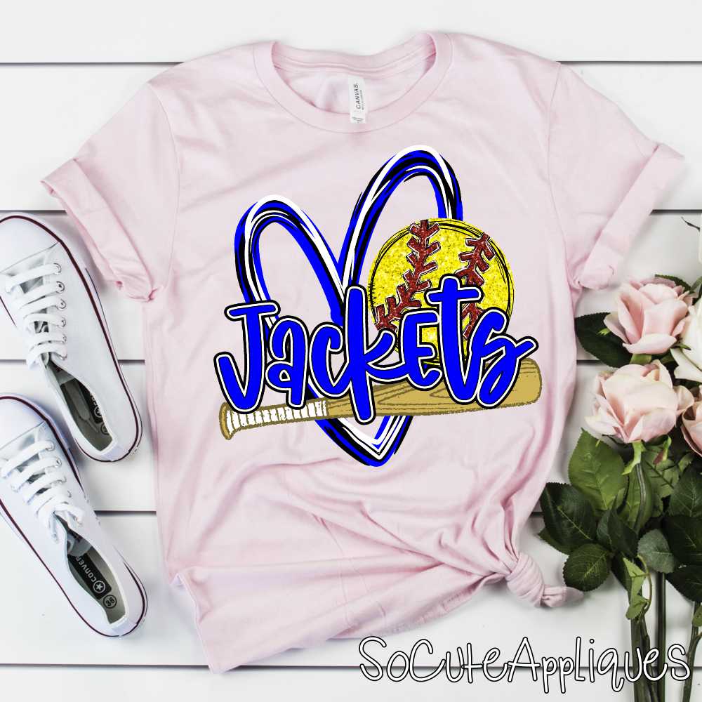CUSTOM MASCOT Softball heart with bat and ball *DTF* Transfer - Image 6