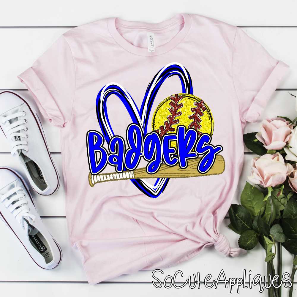 CUSTOM MASCOT Softball heart with bat and ball *DTF* Transfer - Image 5