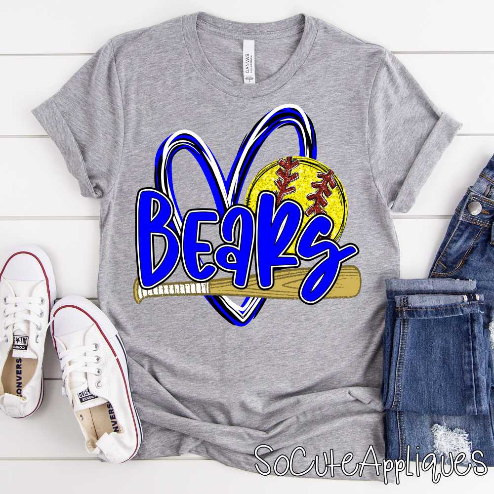 CUSTOM MASCOT Softball heart with bat and ball *DTF* Transfer - Image 4