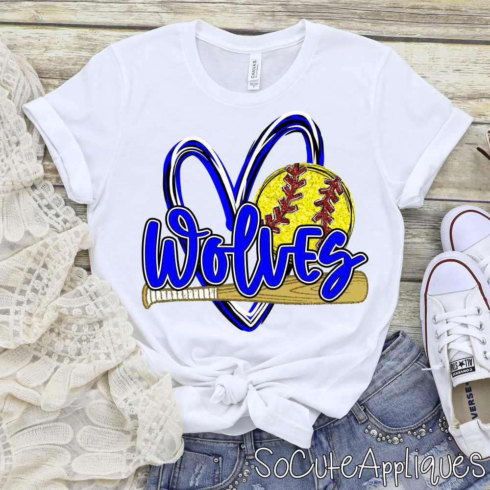 CUSTOM MASCOT Softball heart with bat and ball *DTF* Transfer - Image 3