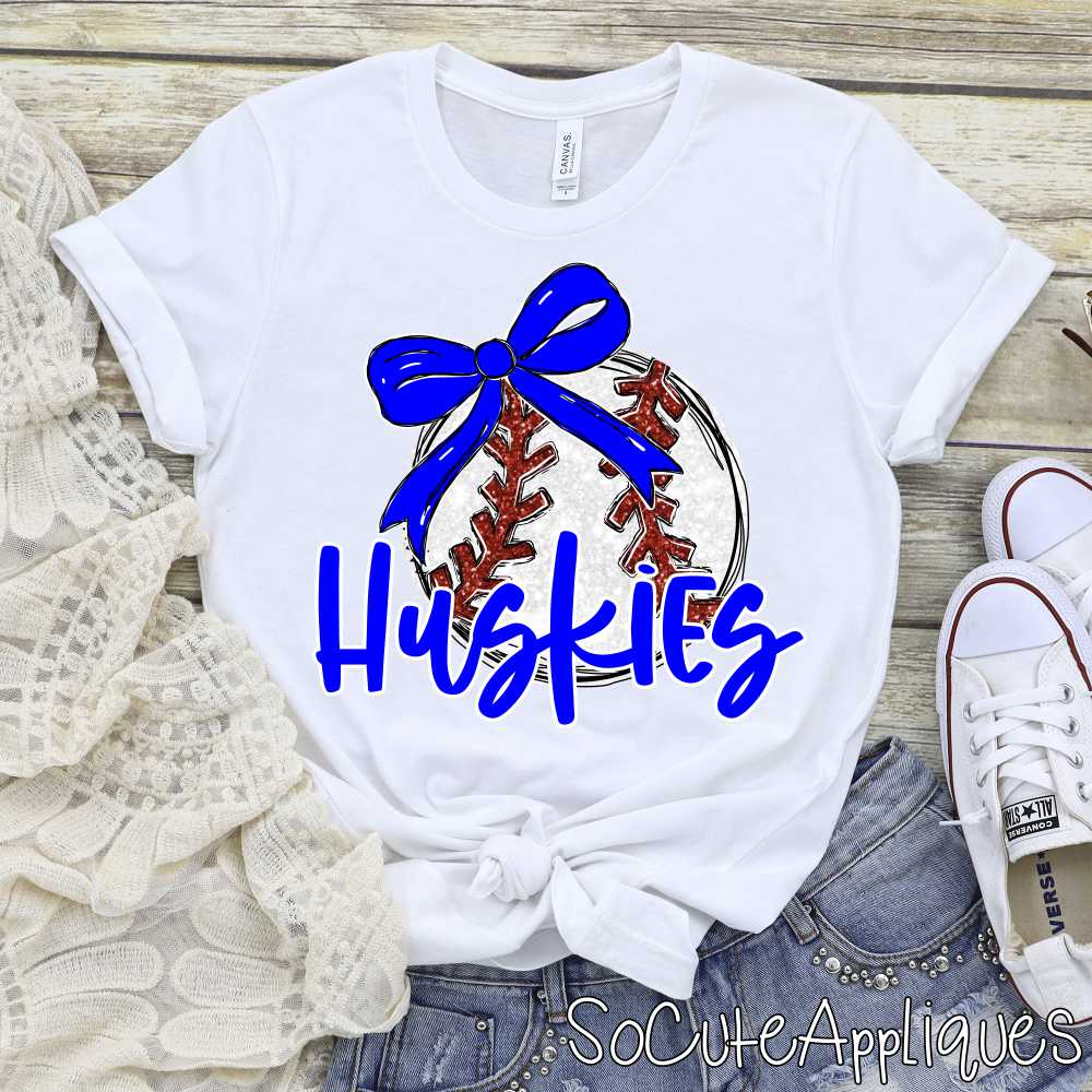 CUSTOM MASCOT Baseball with bow *DTF* Transfer - Image 4