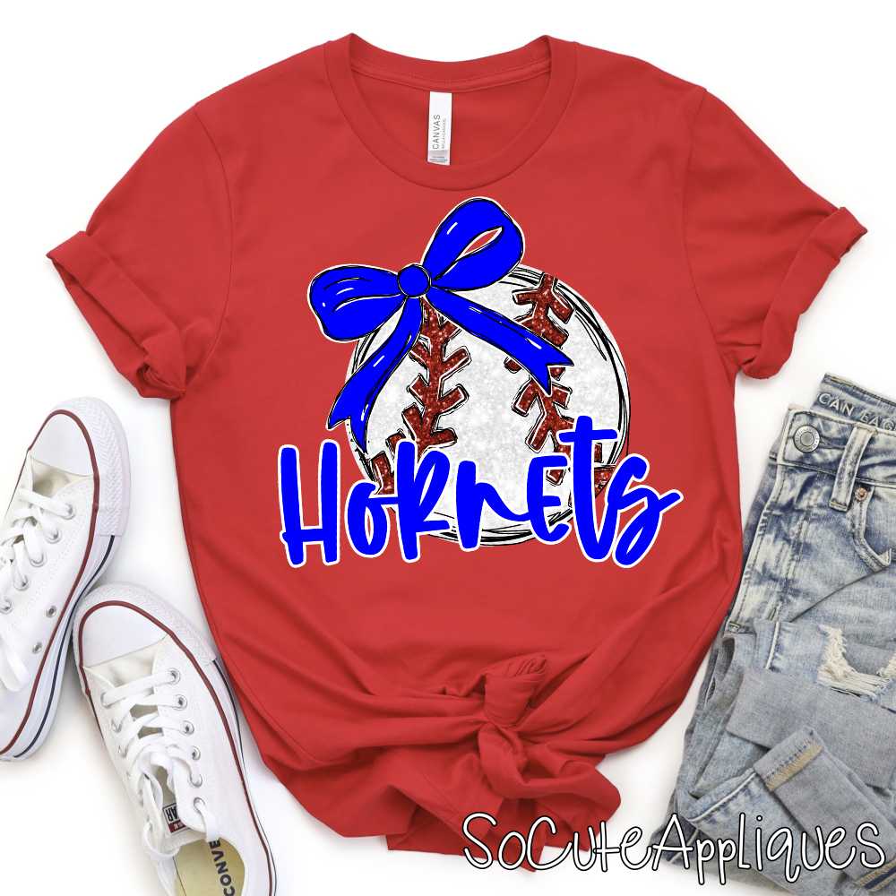 CUSTOM MASCOT Baseball with bow *DTF* Transfer - Image 3