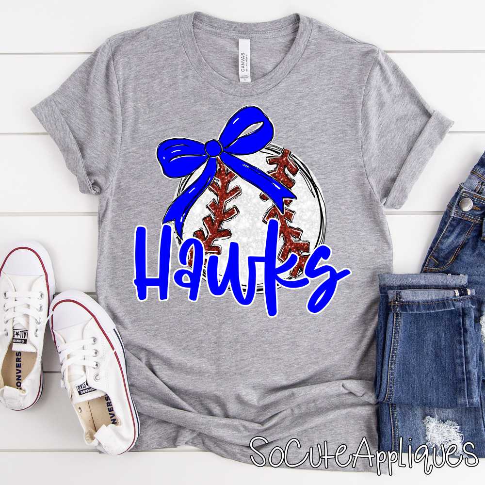CUSTOM MASCOT Baseball with bow *DTF* Transfer - Image 2