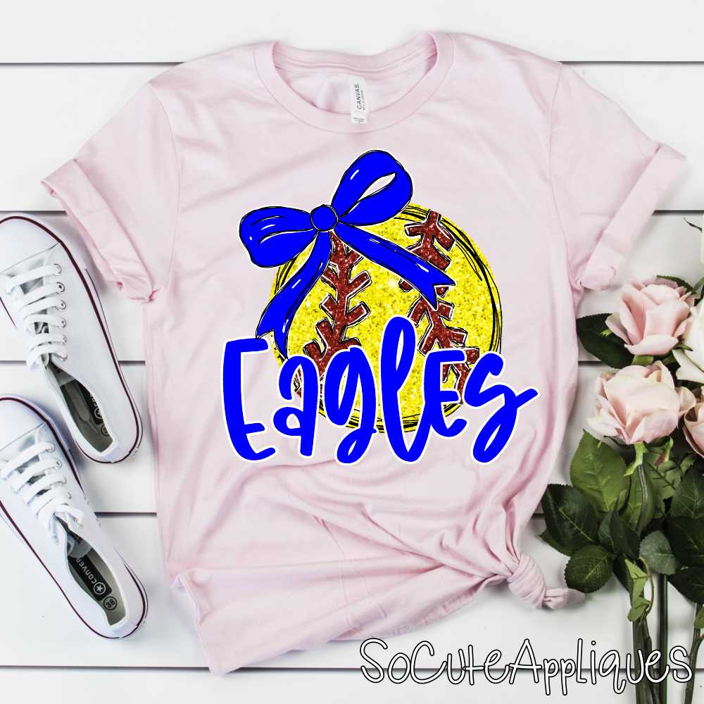 CUSTOM MASCOT Softball with bow *DTF* Transfer - Image 3