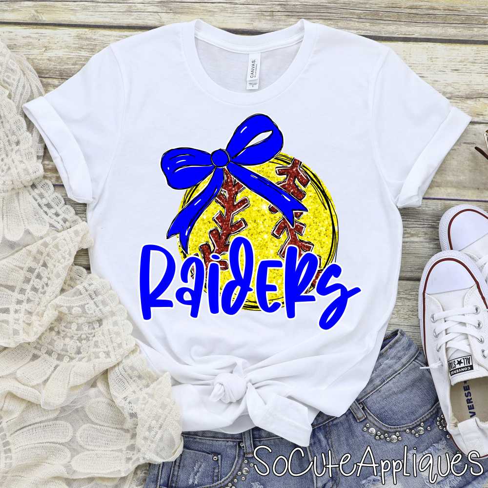 CUSTOM MASCOT Softball with bow *DTF* Transfer - Image 2