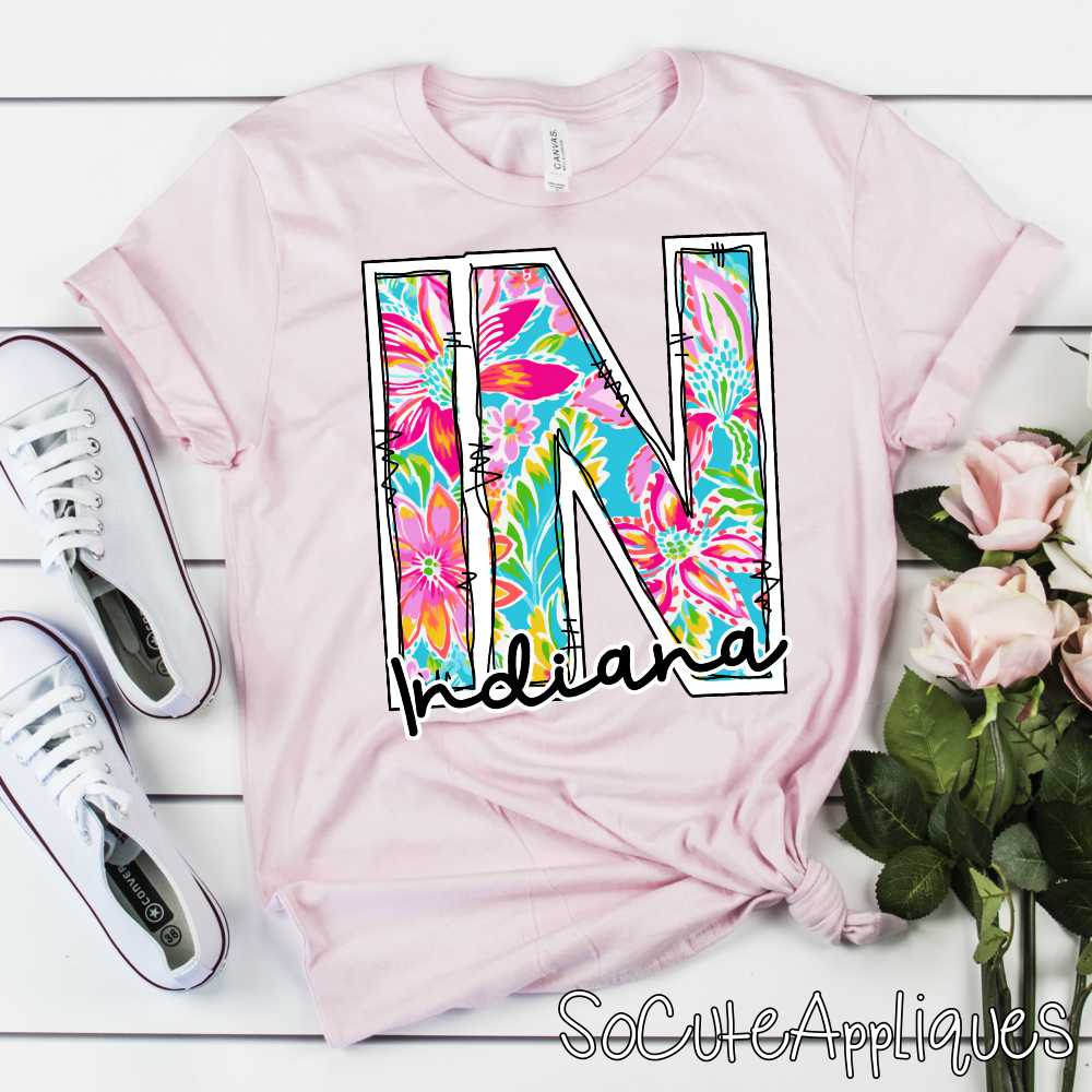 State initial BRIGHT flower print *DTF* Transfer - Image 6