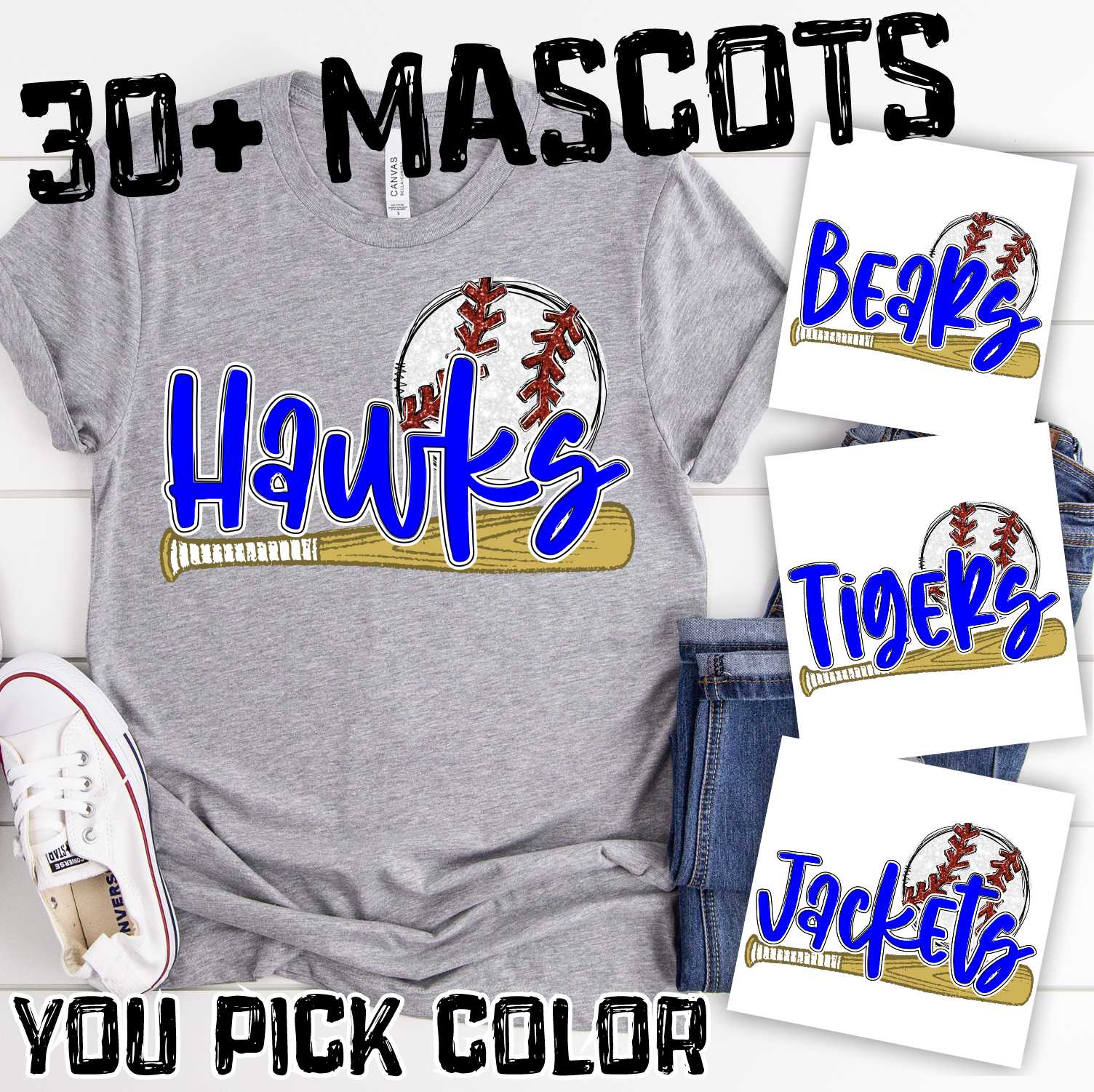 CUSTOM MASCOT Baseball with bat and ball *DTF* Transfer