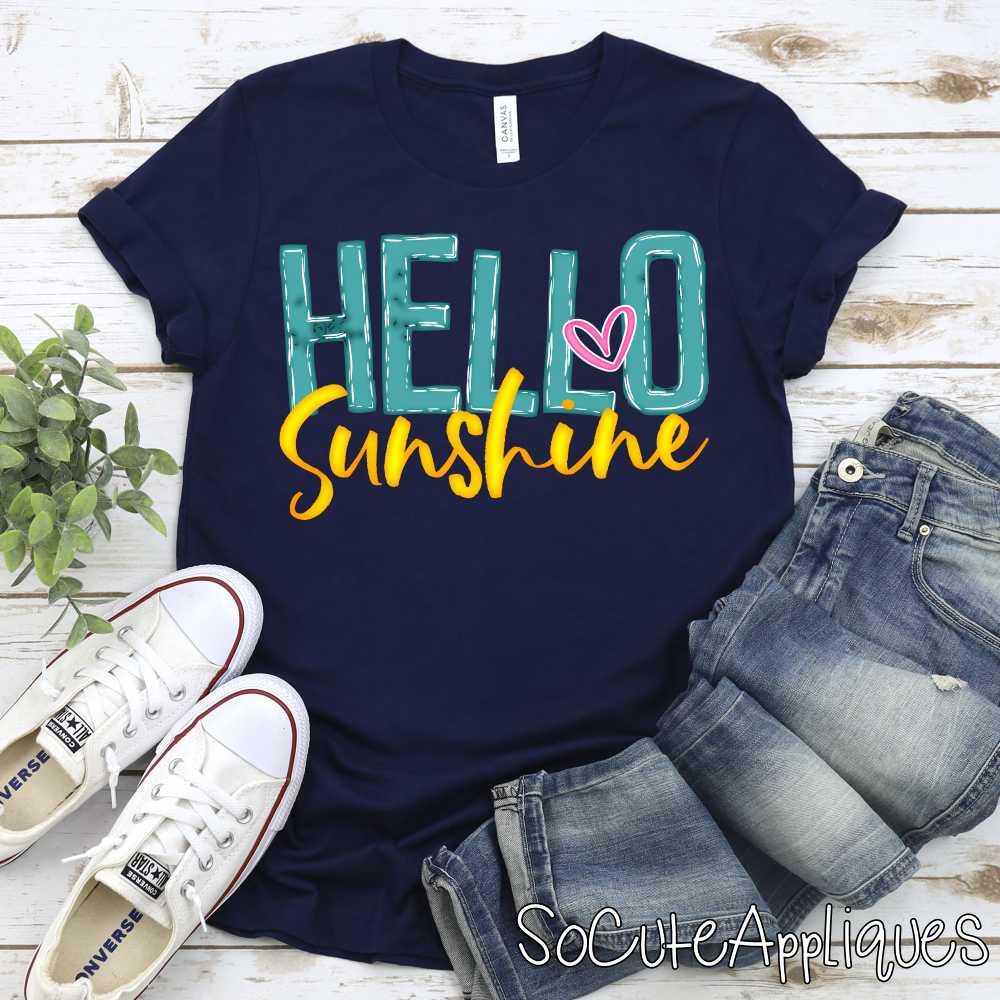 Hello sunshine turquoise yellow *DTF* Transfer