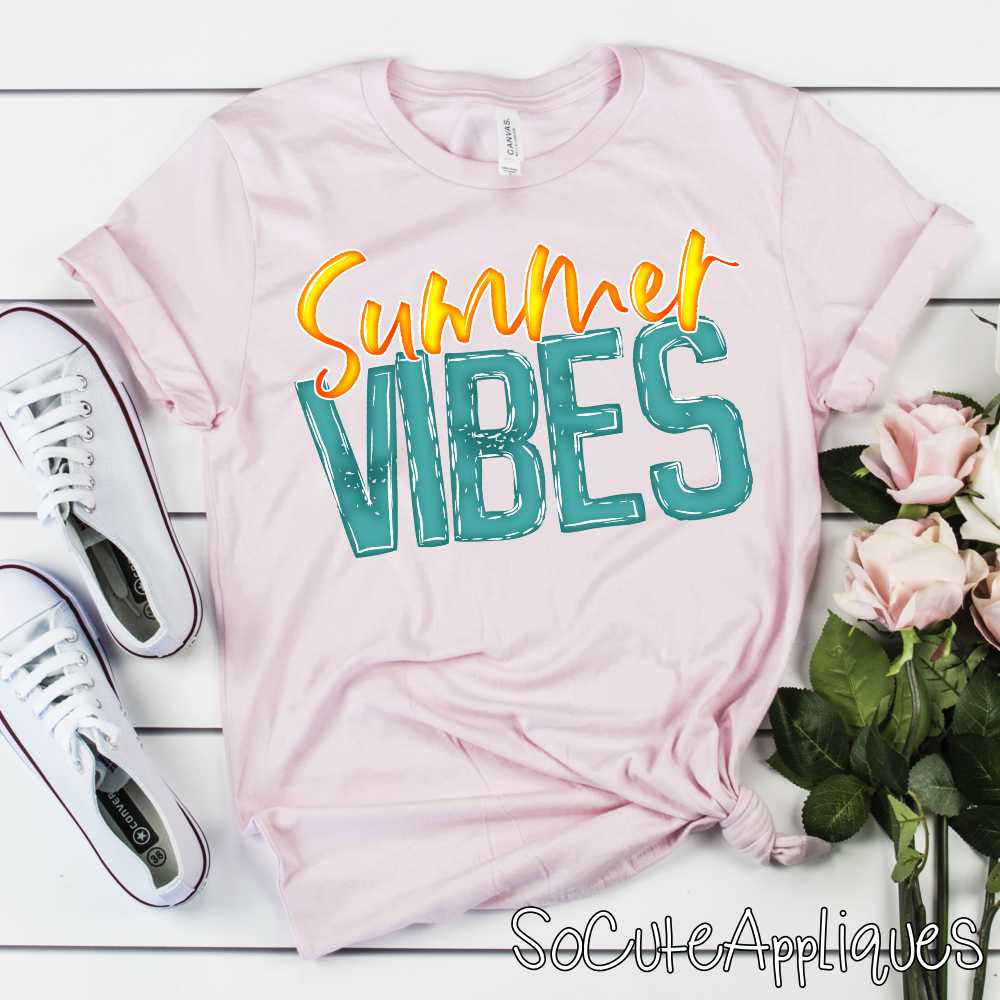 Summer vibes yellow turquoise *DTF* Transfer