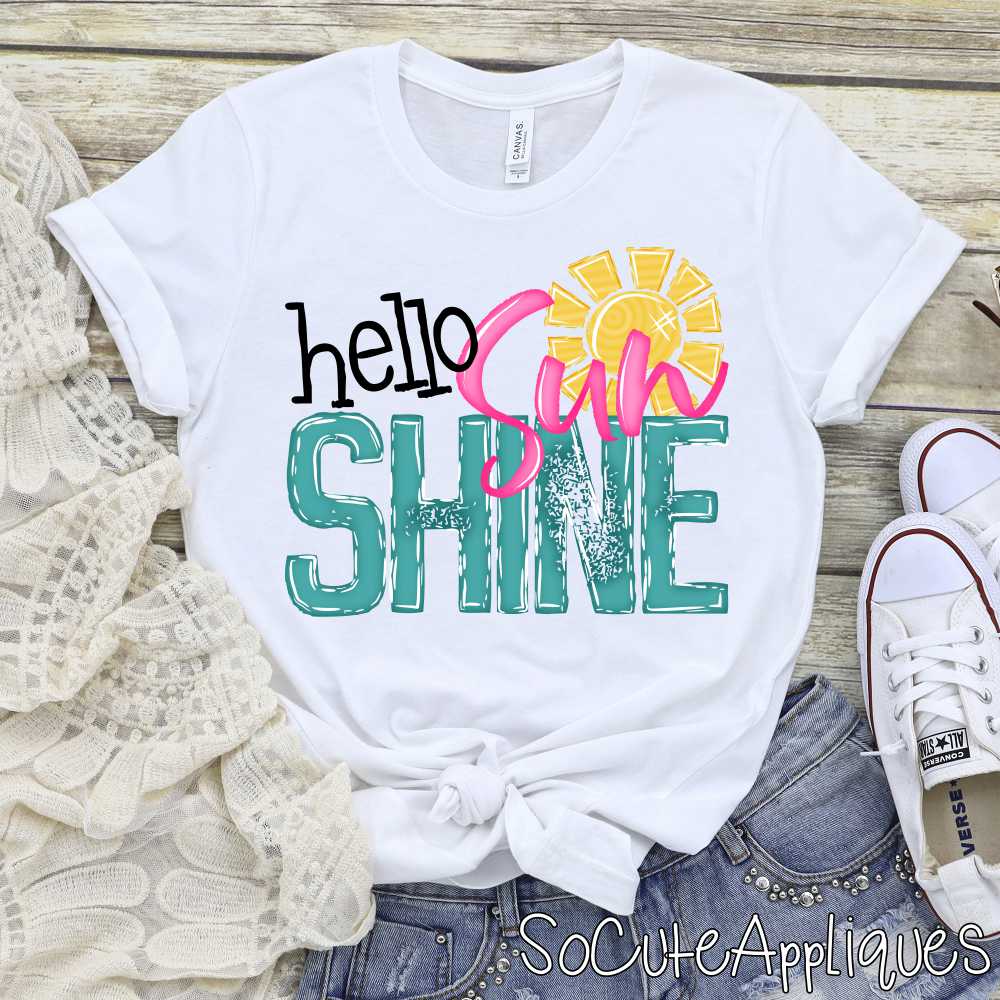 Hello sunshine pink turquoise *DTF* Transfer