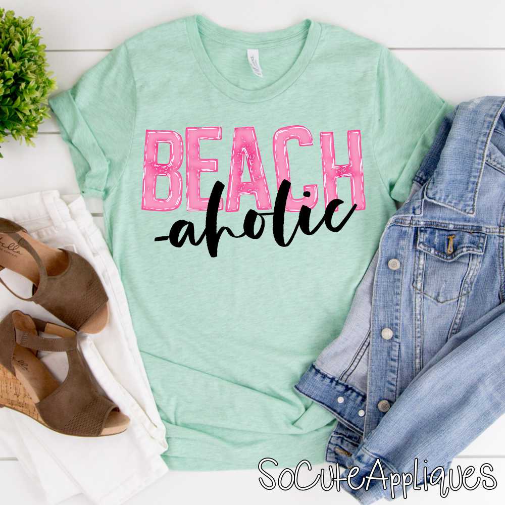 Beach aholic pink black *DTF* Transfer