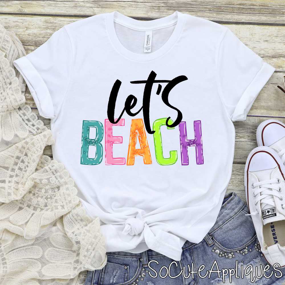 Let's beach bright black *DTF* Transfer