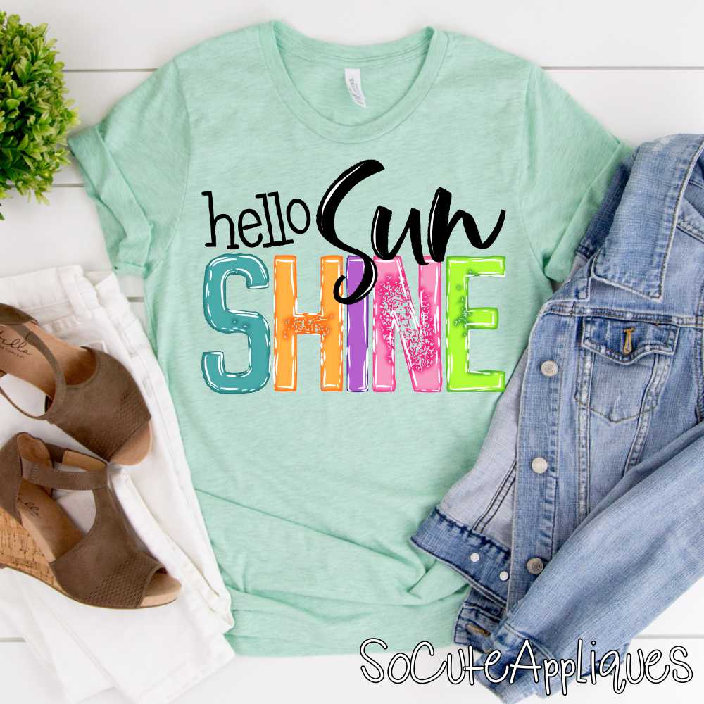 Hello sunshine bright black *DTF* Transfer