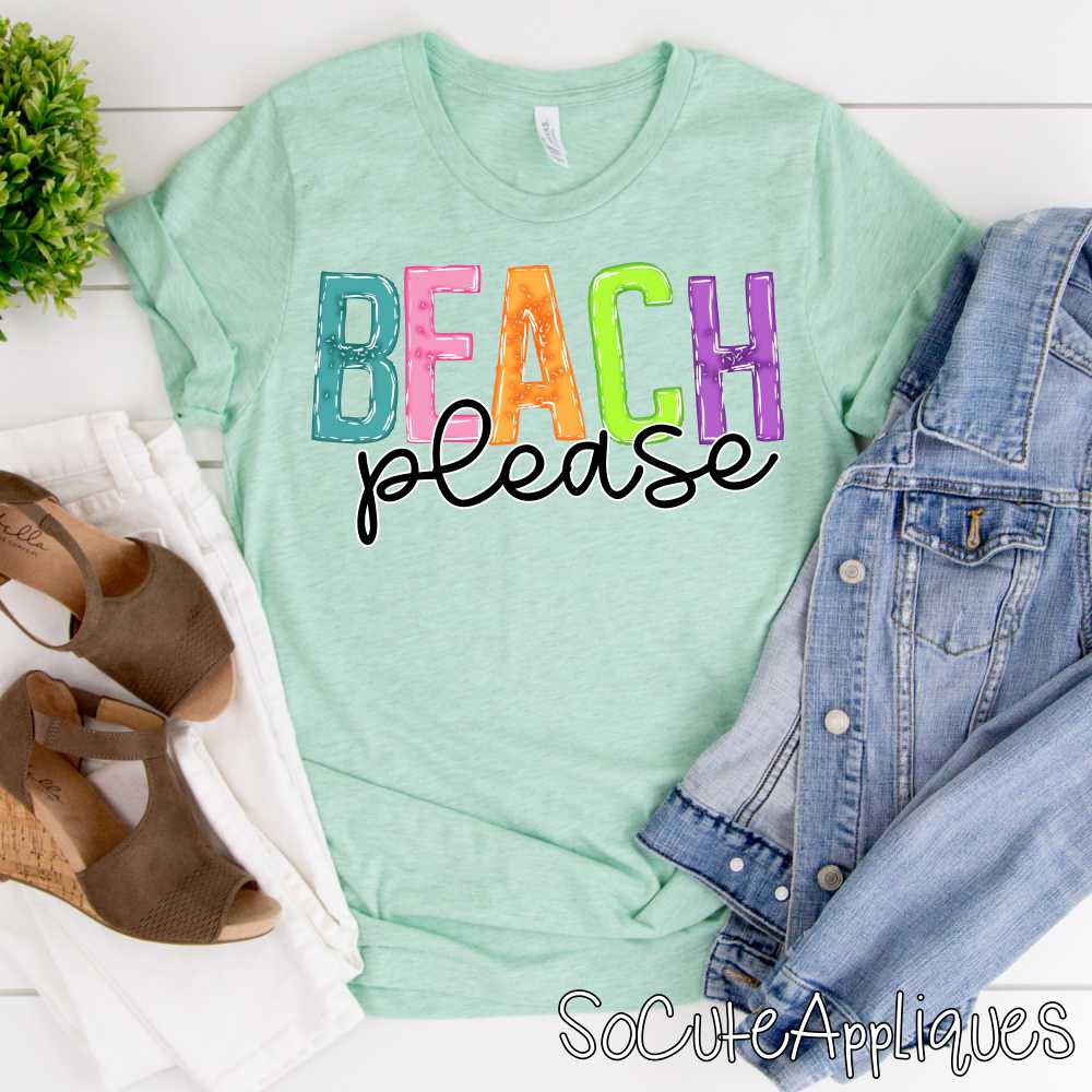 Beach please bright black *DTF* Transfer