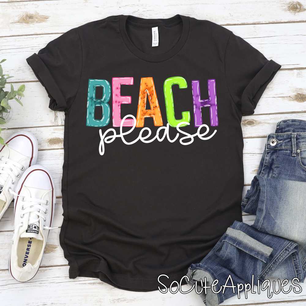 Beach please bright white *DTF* Transfer