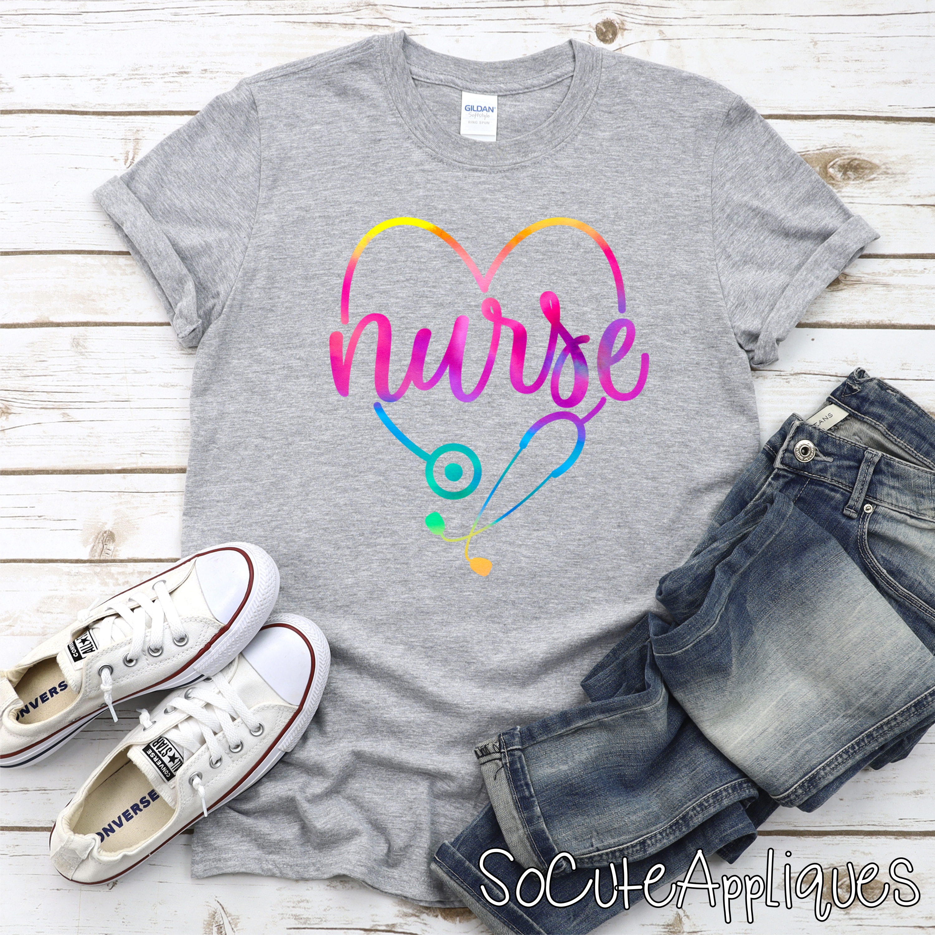 Nurse RAINBOW STETHOSCOPE *DTF* Transfer