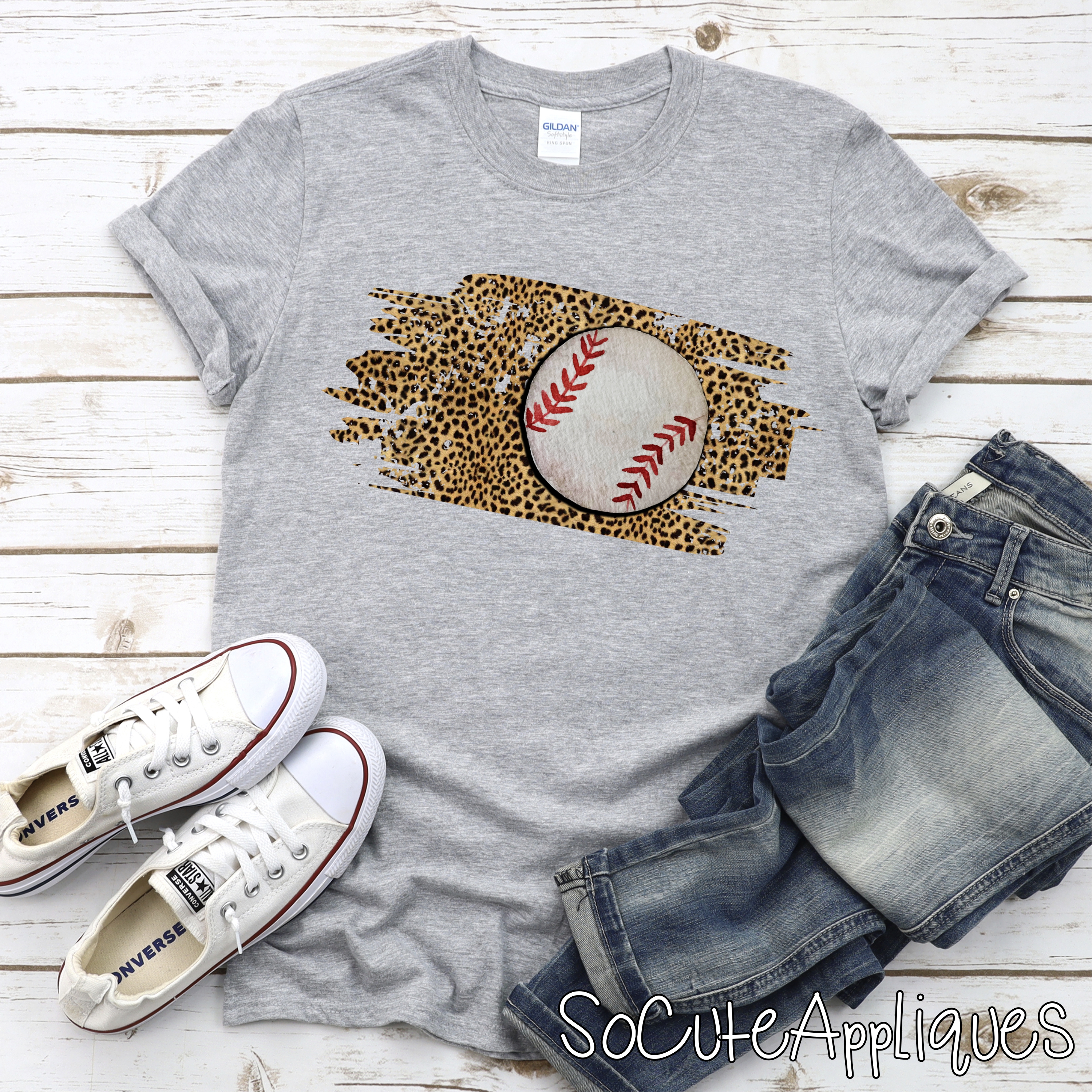 Baseball on LEOPARD SWATCH *DTF* Transfer